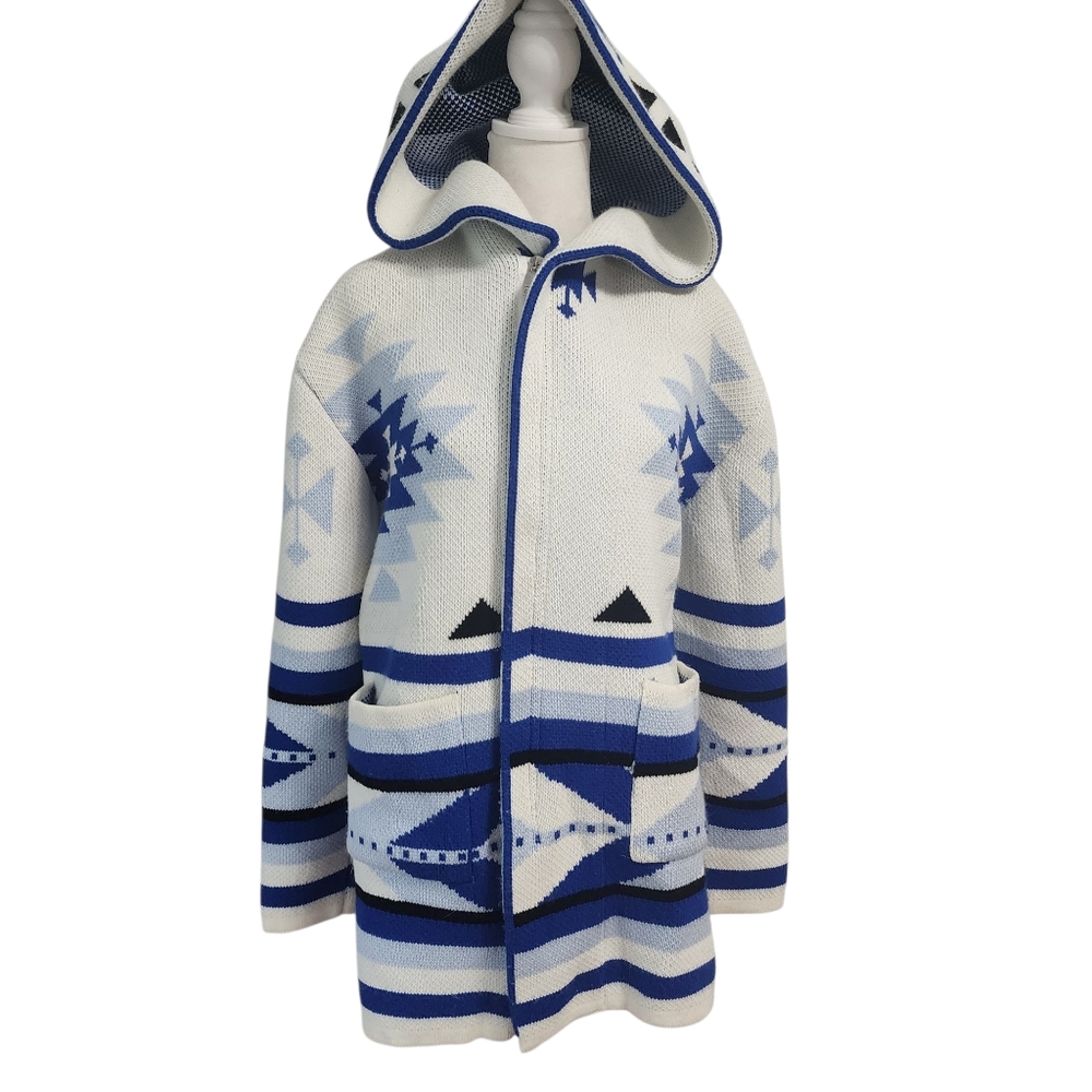 One In A Millian Itak Pattern Hooded Zippered Hooded Cardigan Jacket